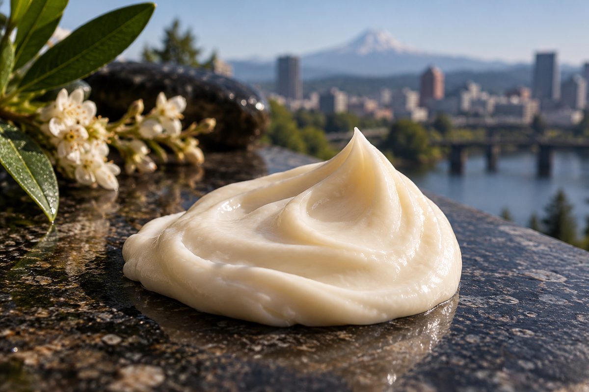 Rich textural swirl of restorative barrier cream showing smooth lamellar emulsion structure